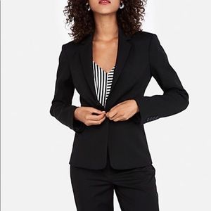 Express Black Blazer with Lace Texture